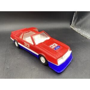Vtg 1980s Fox Body SVO Mustang Gay Toys Plastic Toy Car Red /White/ Blue #720